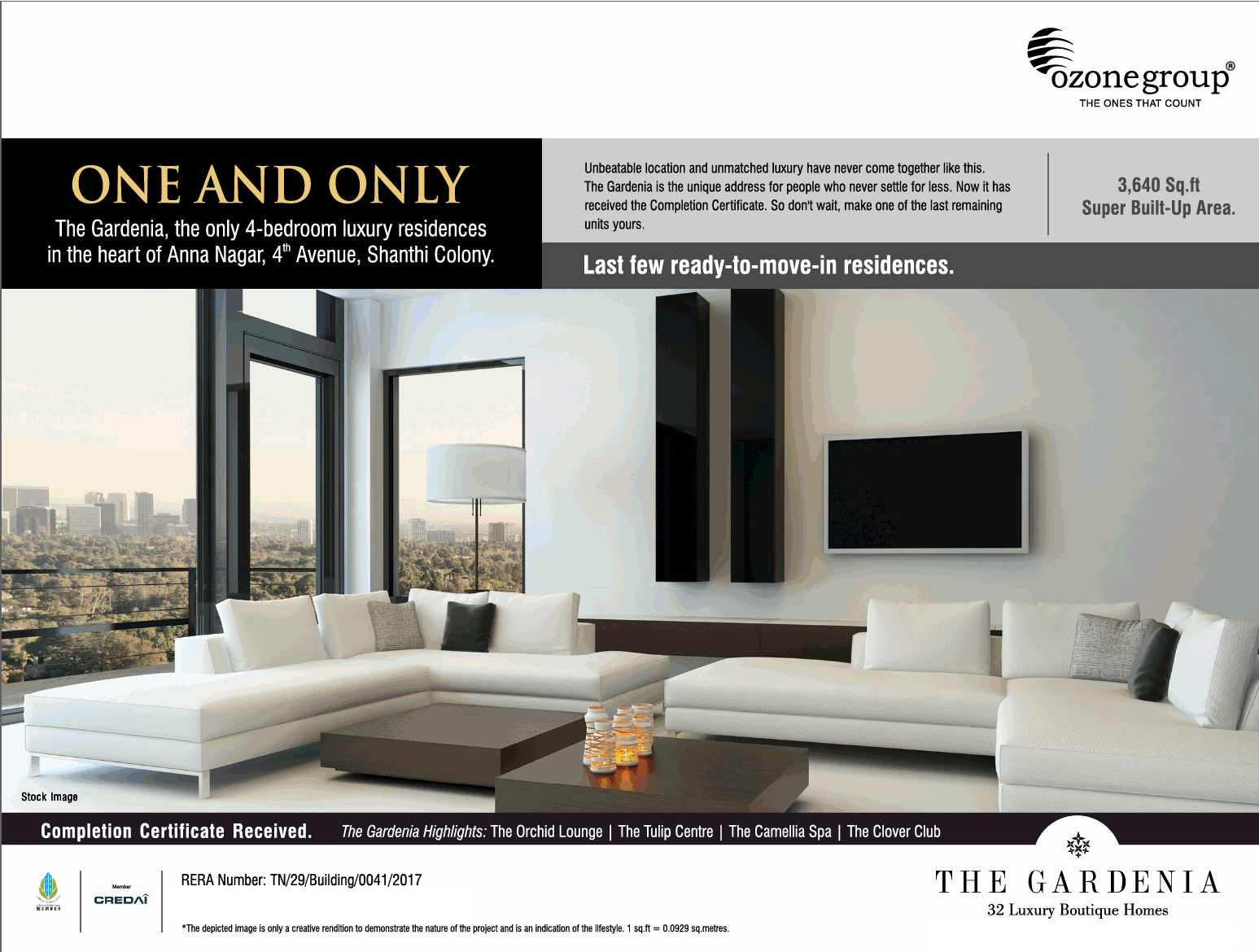 Completion certificate received for Ozone The Gardenia in Chennai